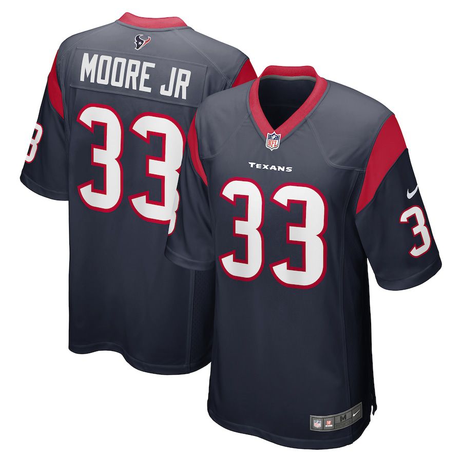 Men Houston Texans 33 A.J. Moore Jr Nike Navy Game NFL Jersey